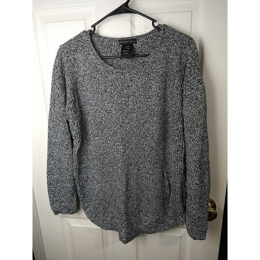 Design In History Woman XL Sweater Black Heathered Pullover Long Sleeves Casual